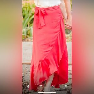 Ann Taylor, red, high-low skirt.